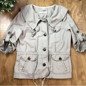 Ann Taylor LOFT Khaki Jacket Drawstring Waist